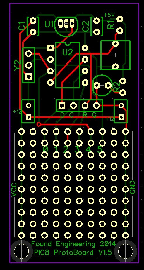 PIC prototype board for 8 pin MCUs